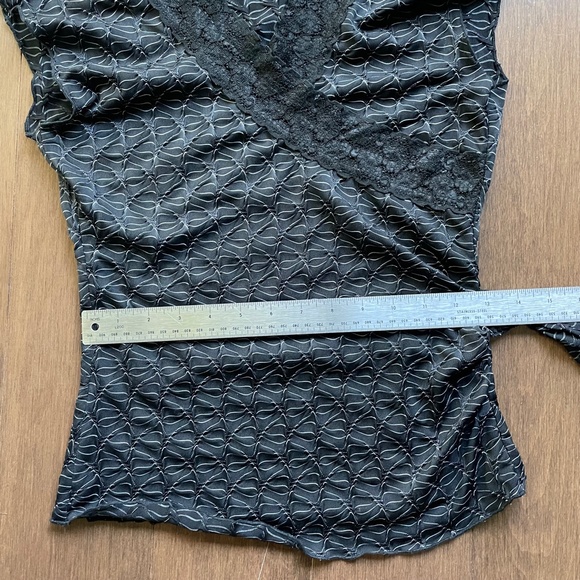 Black Lace trim Dress.top with waist tie Vintage - Picture 5 of 7